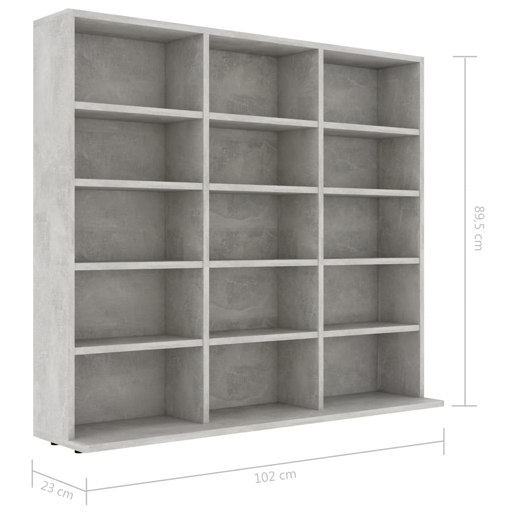 Cd Cabinet Concrete Grey 102X23X89.5 Cm Engineered Wood