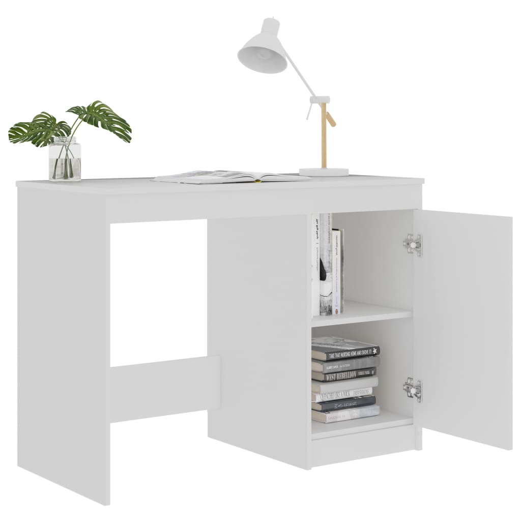 Desk White 100X50X76 Cm Engineered Wood