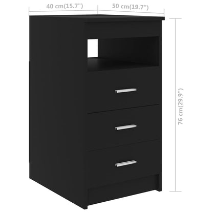 Drawer Cabinet Black 40X50X76 Cm Engineered Wood
