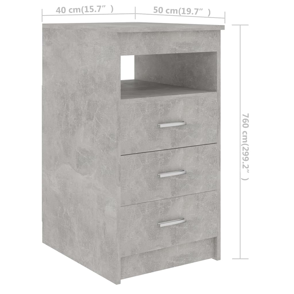 Drawer Cabinet Concrete Grey 40X50X76 Cm Engineered Wood