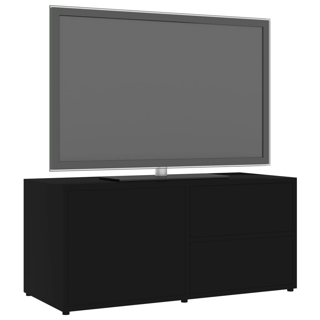 Tv Cabinet Black 80X34X36 Cm Engineered Wood