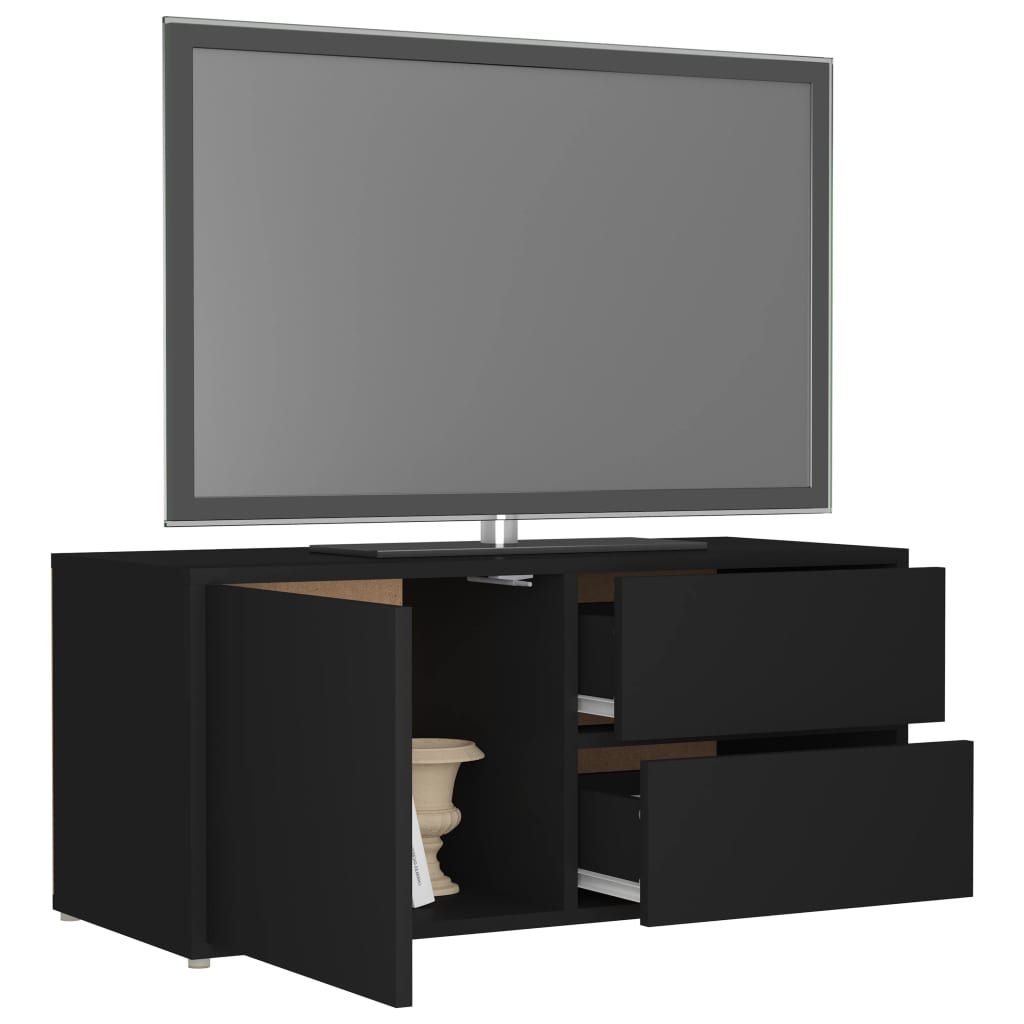 Tv Cabinet Black 80X34X36 Cm Engineered Wood