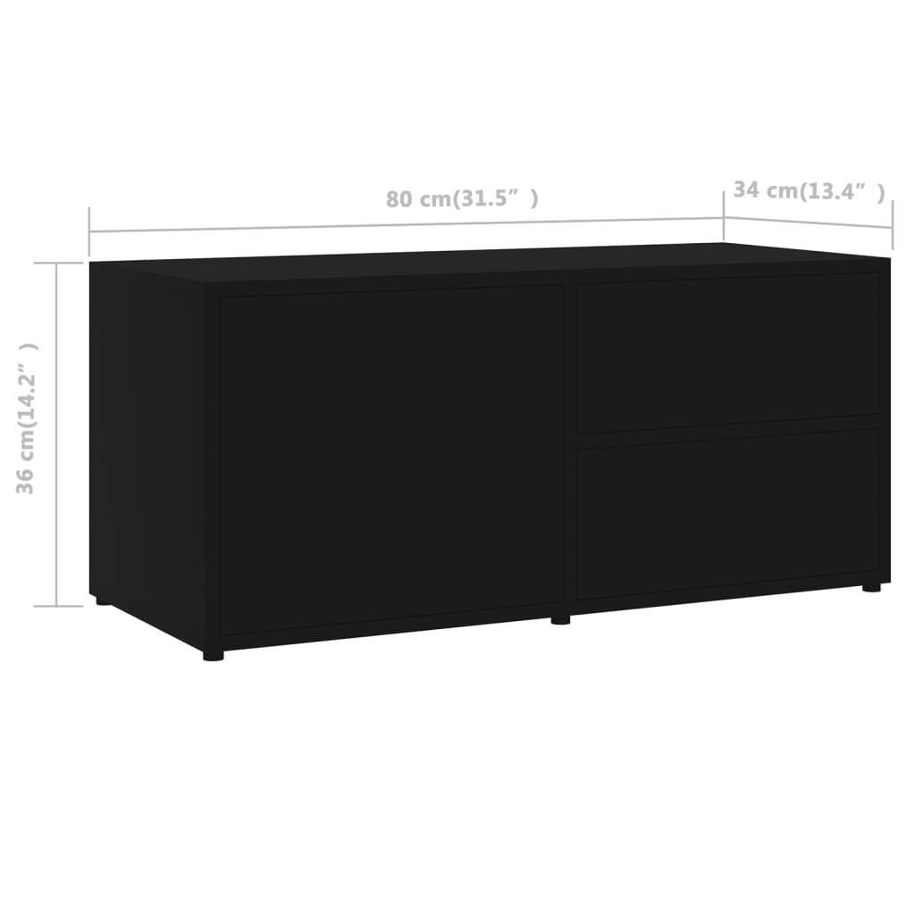 Tv Cabinet Black 80X34X36 Cm Engineered Wood