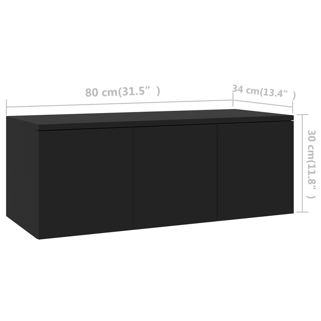 Tv Cabinet Black 80X34X30 Cm Engineered Wood