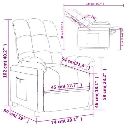 Recliner Chair Black Fabric