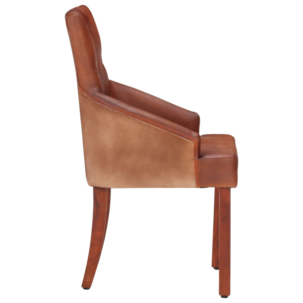 Dining Chairs 2 Pcs Brown Real Goat Leather