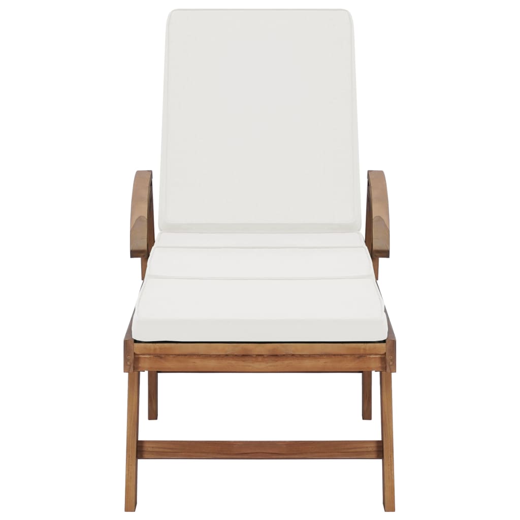 Sun Loungers With Cushions 2 Pcs Solid Teak Wood Cream