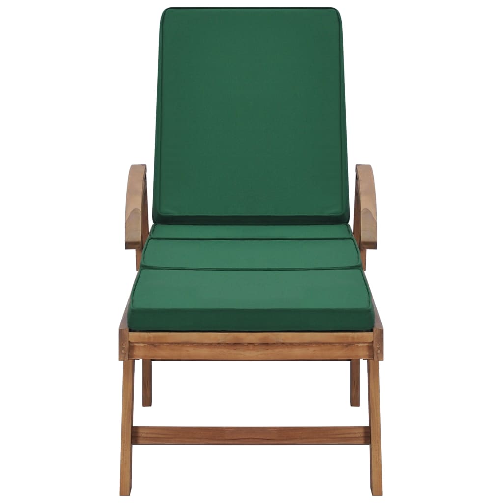 Sun Loungers With Cushions 2 Pcs Solid Teak Wood Green