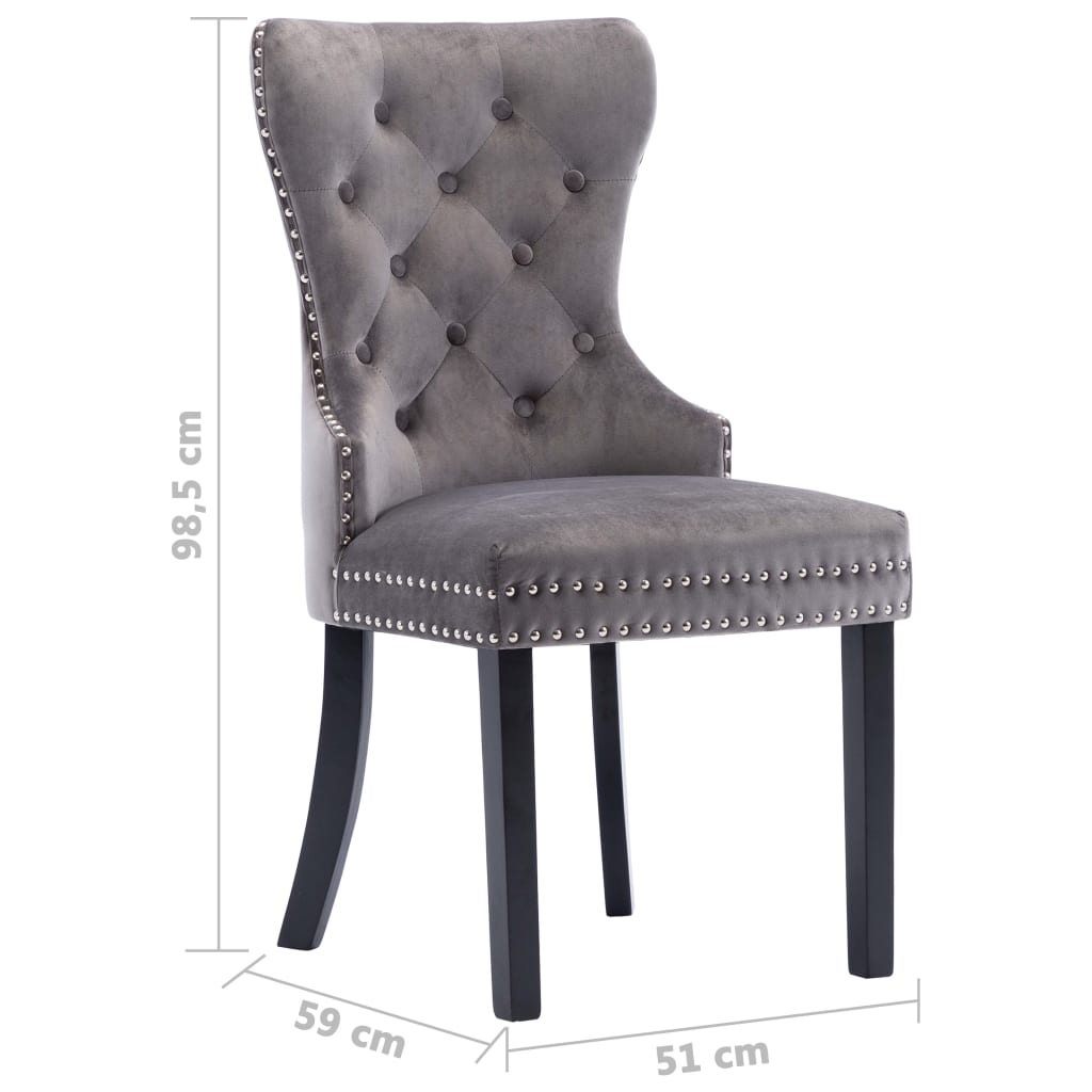 Dining Chairs 2 Pcs Grey Velvet