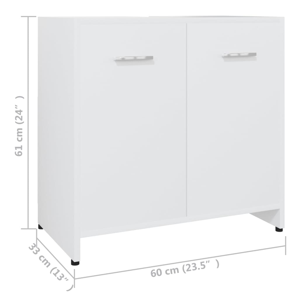 Bathroom Cabinet White 60X33X61 Cm Engineered Wood