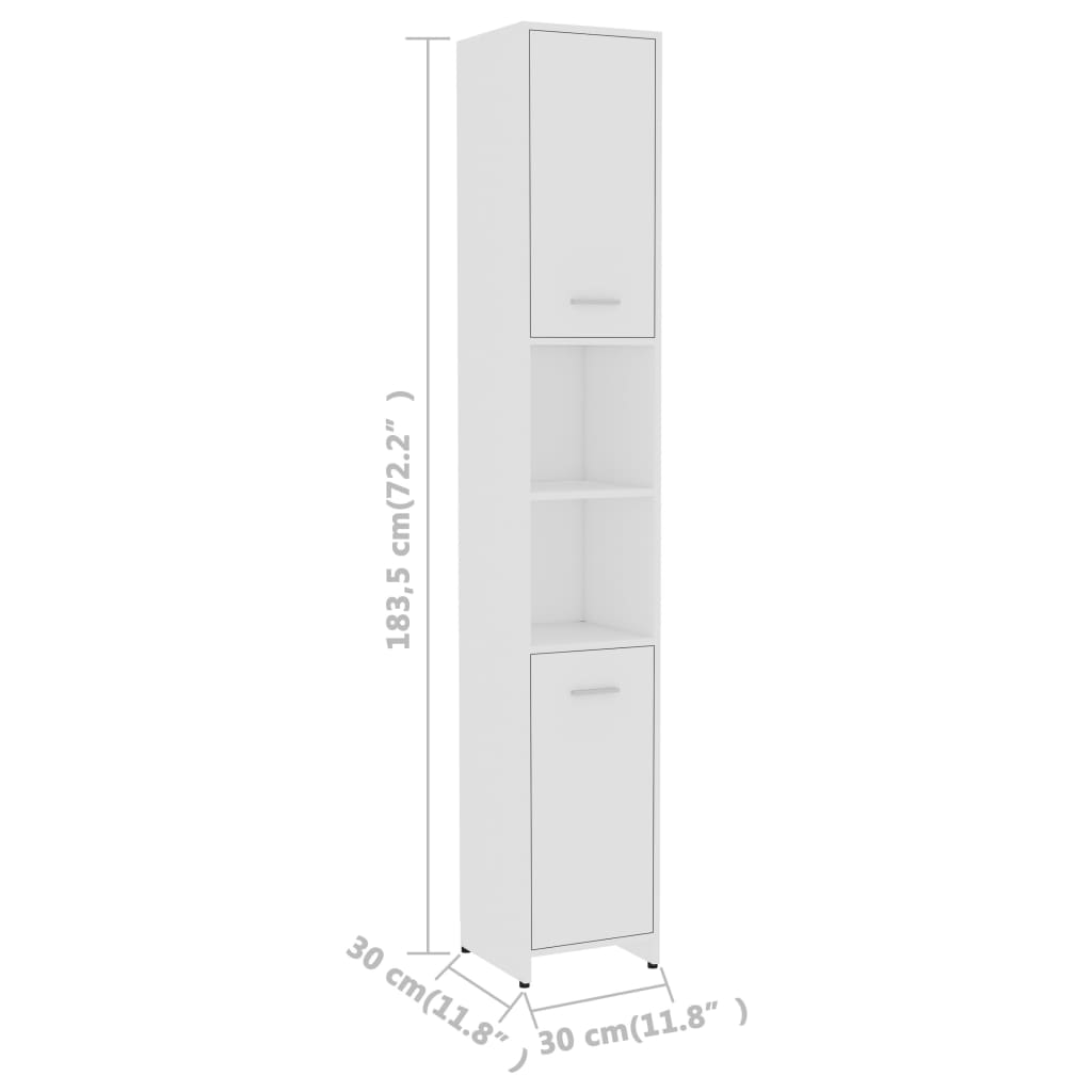 Bathroom Cabinet White 30X30X183.5 Cm Engineered Wood