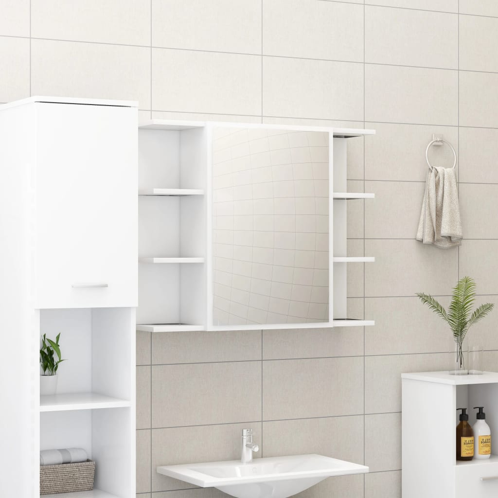 Bathroom Mirror Cabinet White 80X20.5X64 Cm Engineered Wood