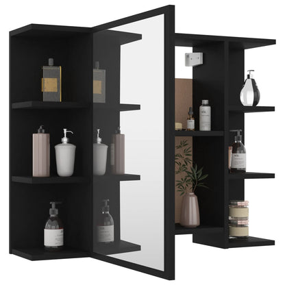 Bathroom Mirror Cabinet Black 80X20.5X64 Cm Engineered Wood