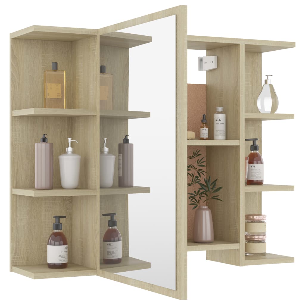 Bathroom Mirror Cabinet Sonoma Oak 80X20.5X64 Cm Engineered Wood