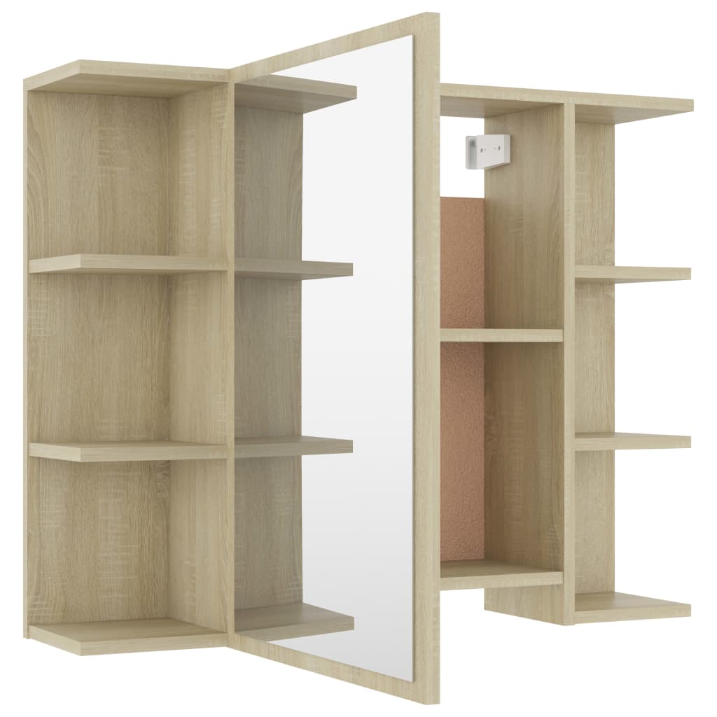 Bathroom Mirror Cabinet Sonoma Oak 80X20.5X64 Cm Engineered Wood