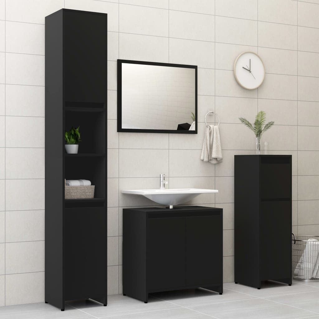 Bathroom Cabinet Black 60X33X61 Cm Engineered Wood
