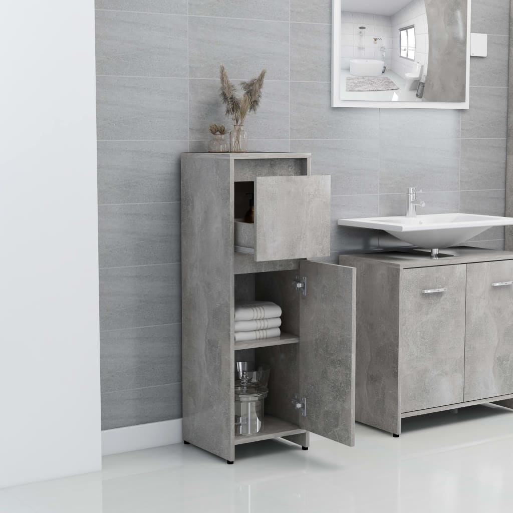 Bathroom Cabinet Concrete Grey 30X30X95 Cm Engineered Wood