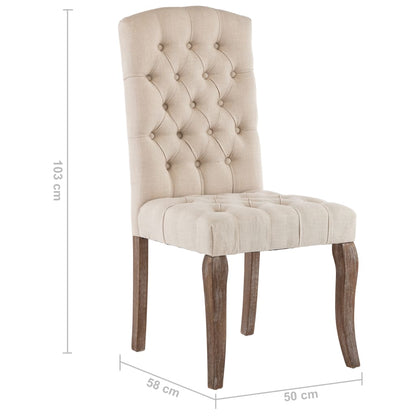 Dining Chairs 2 Pcs Beige Linen-Look Fabric