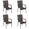 Stackable Outdoor Chairs 4 Pcs Poly Rattan Brown