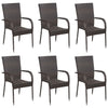 Stackable Outdoor Chairs 6 Pcs Poly Rattan Brown