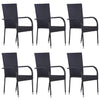 Stackable Outdoor Chairs 6 Pcs Poly Rattan Black