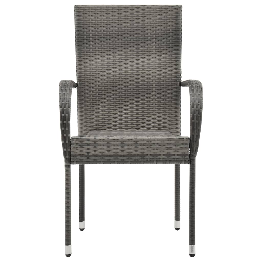 Stackable Outdoor Chairs 6 Pcs Grey Poly Rattan