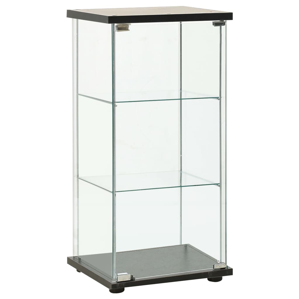 Storage Cabinet Tempered Glass Black