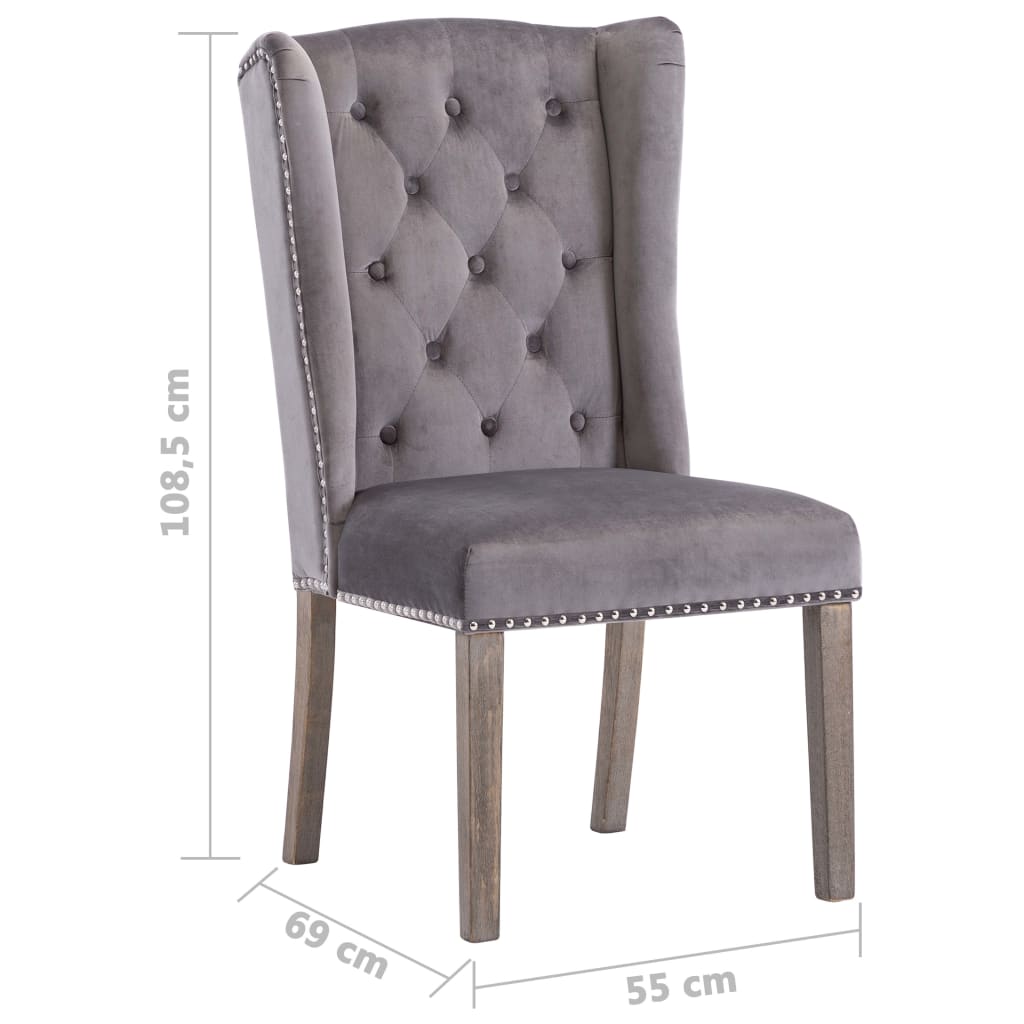 Dining Chairs 2 Pcs Grey Velvet