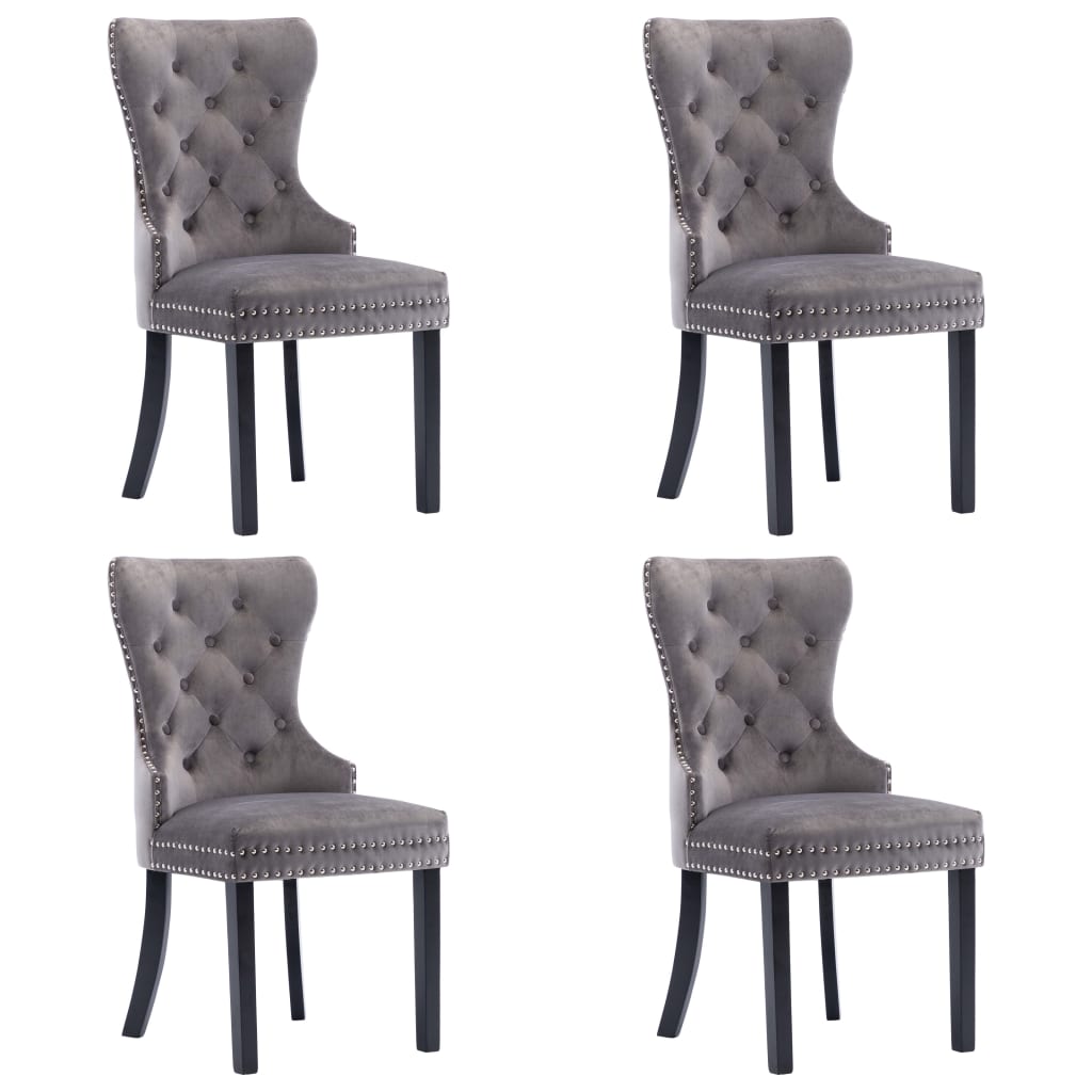 Dining Chairs 4 Pcs Grey Velvet