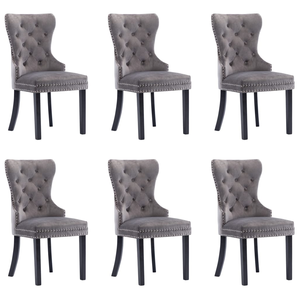 Dining Chairs 6 Pcs Grey Velvet