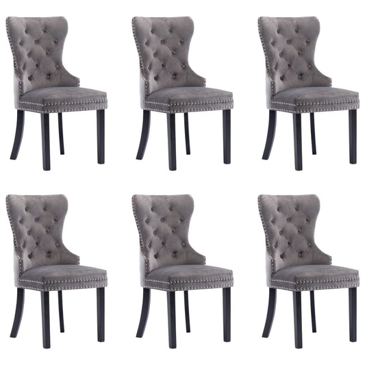 Dining Chairs 6 Pcs Grey Velvet