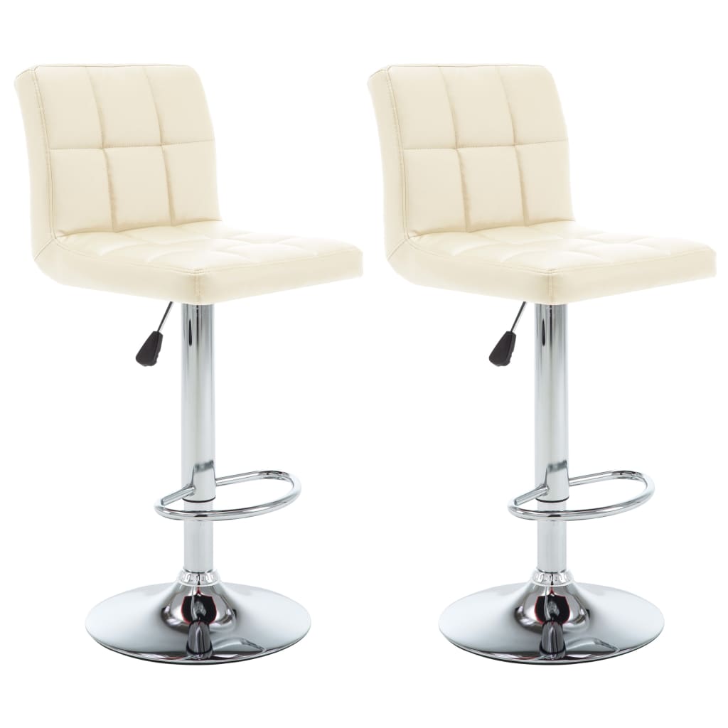 Bar Stools 2 Pcs Cream Faux Leather