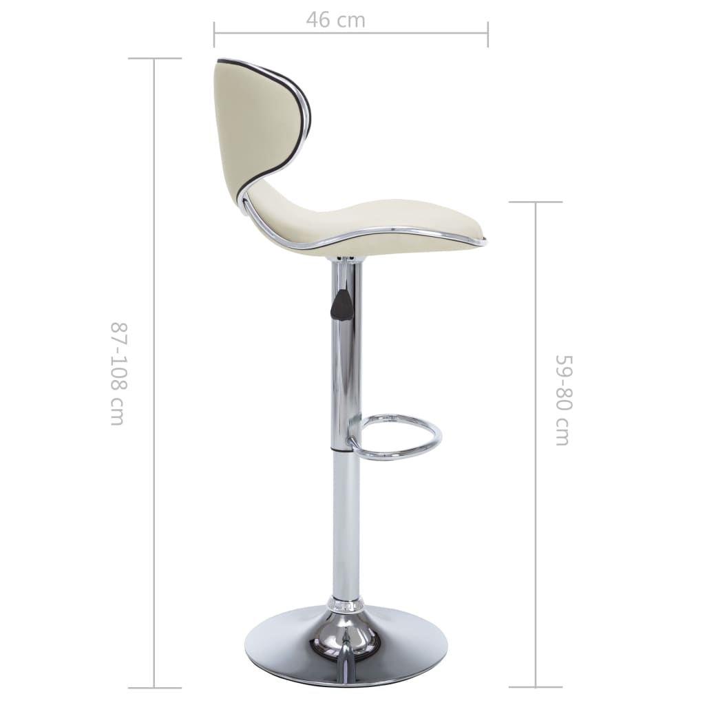 Bar Stools 2 Pcs Cream Faux Leather