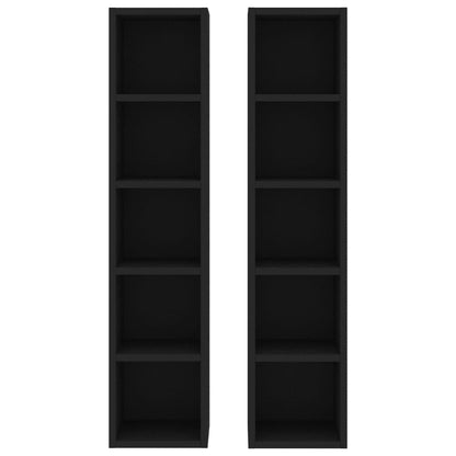 Cd Cabinets 2 Pcs Black 21X16X93.5 Cm Engineered Wood