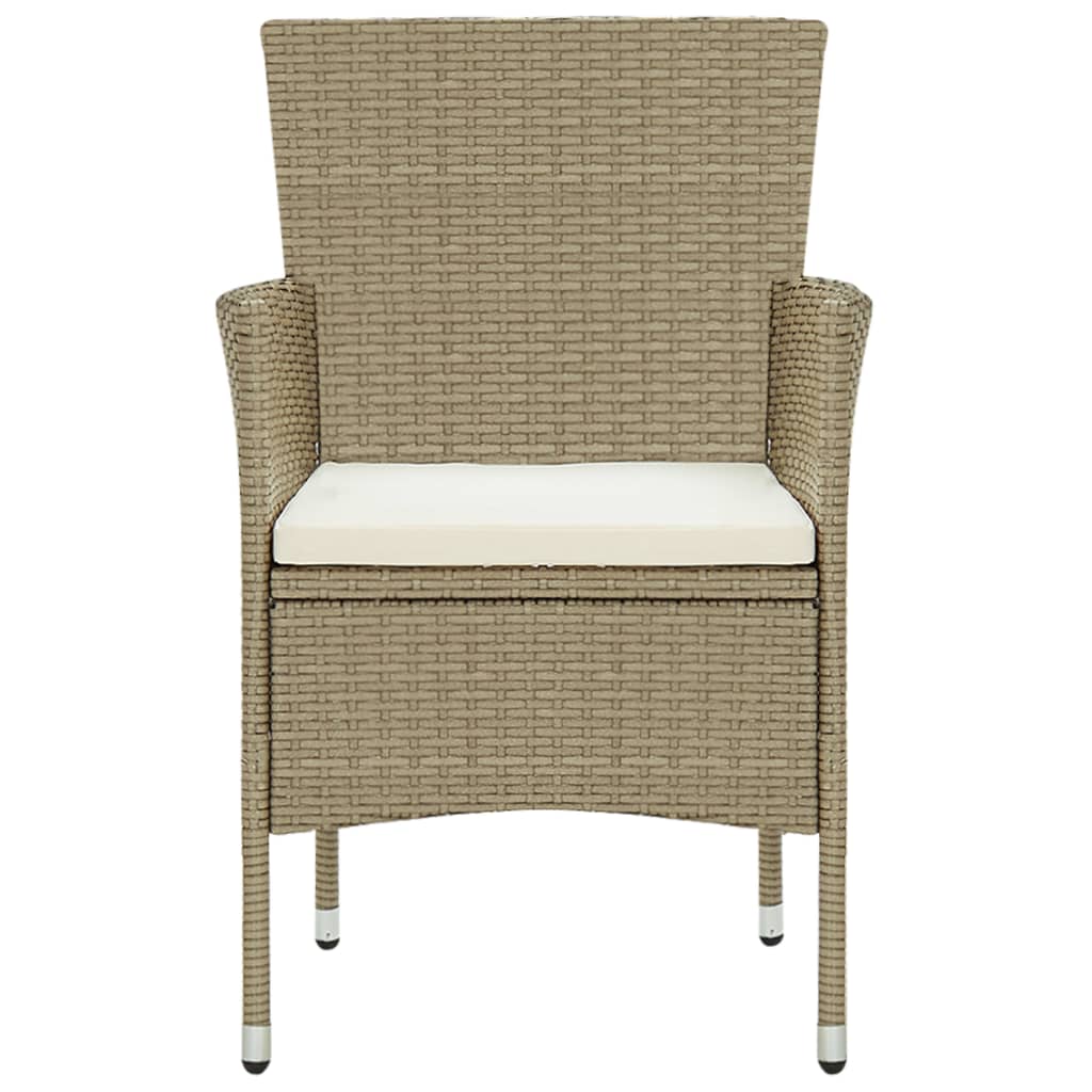 Garden Dining Chairs 2 Pcs Poly Rattan Beige