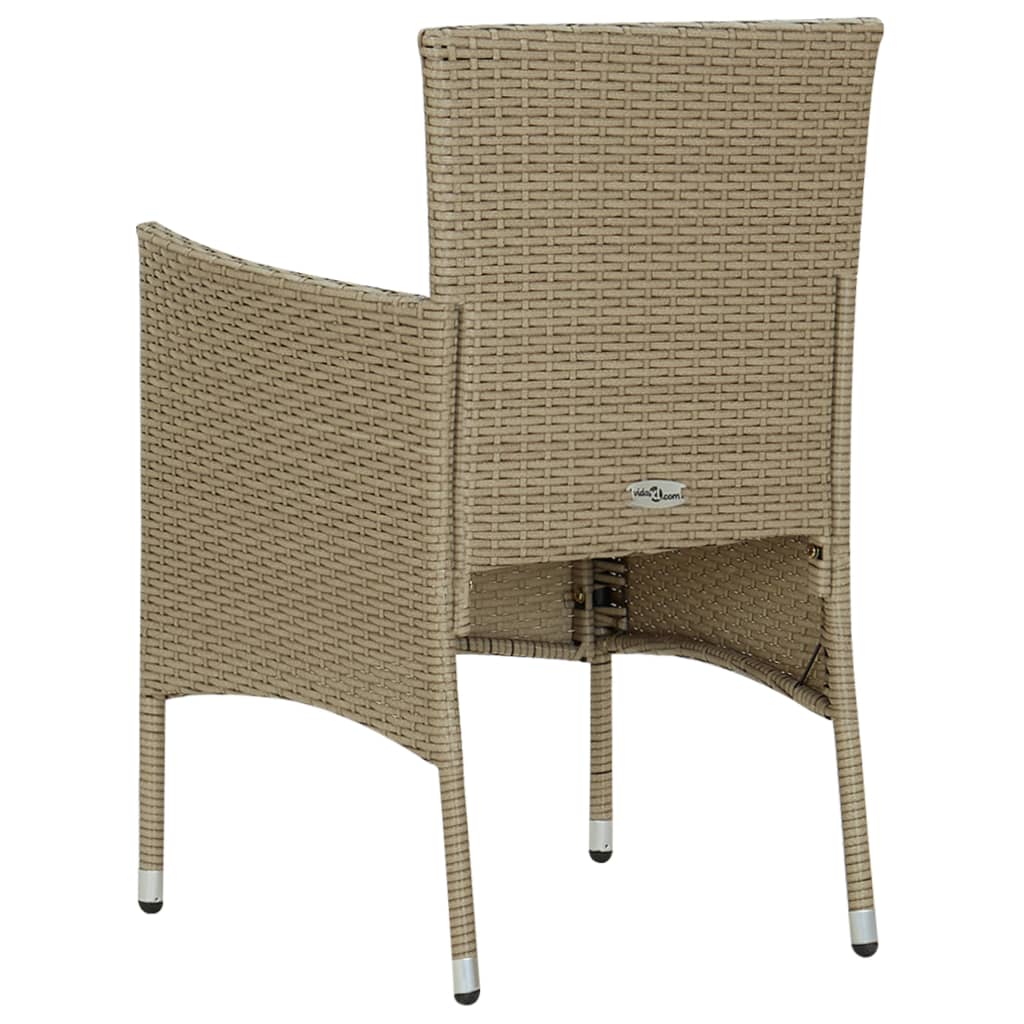 Garden Dining Chairs 2 Pcs Poly Rattan Beige