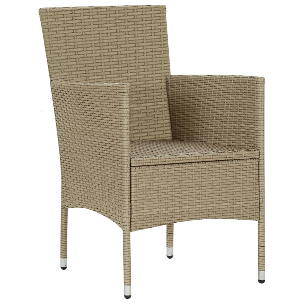 Garden Dining Chairs 2 Pcs Poly Rattan Beige