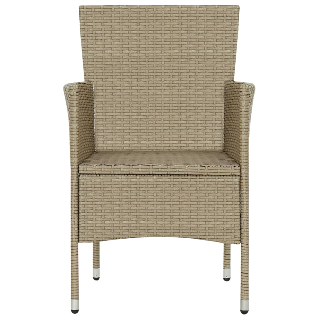 Garden Dining Chairs 2 Pcs Poly Rattan Beige