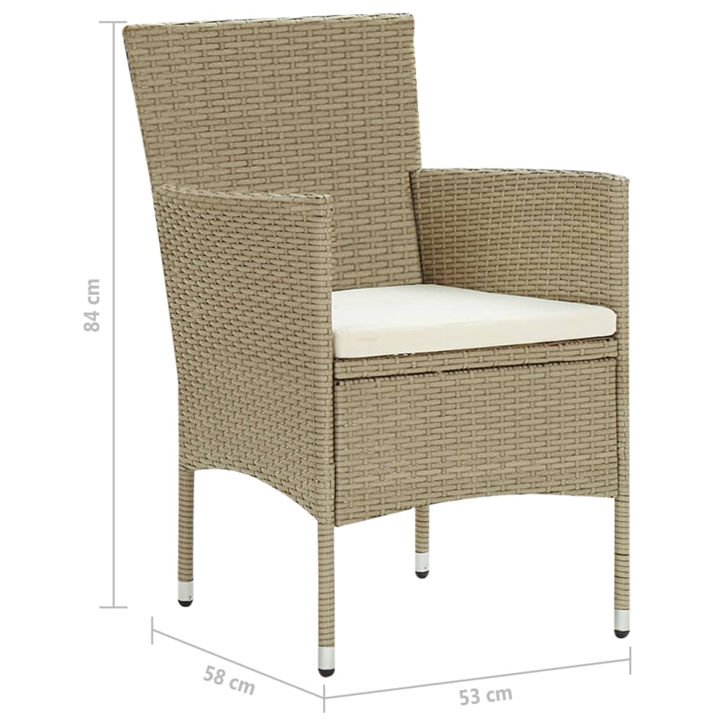 Garden Dining Chairs 2 Pcs Poly Rattan Beige