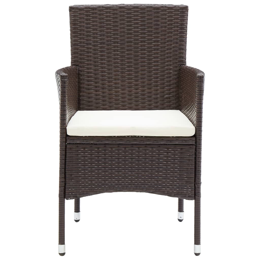 Garden Dining Chairs 2 Pcs Poly Rattan Brown