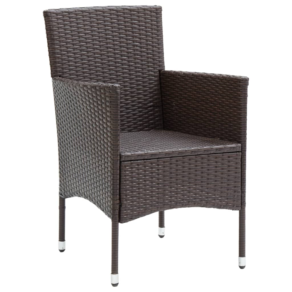 Garden Dining Chairs 2 Pcs Poly Rattan Brown