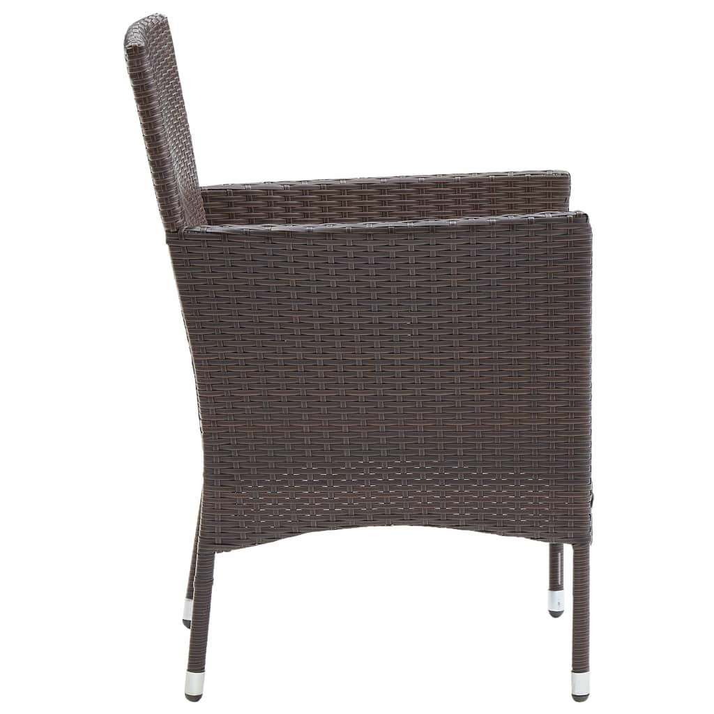 Garden Dining Chairs 2 Pcs Poly Rattan Brown