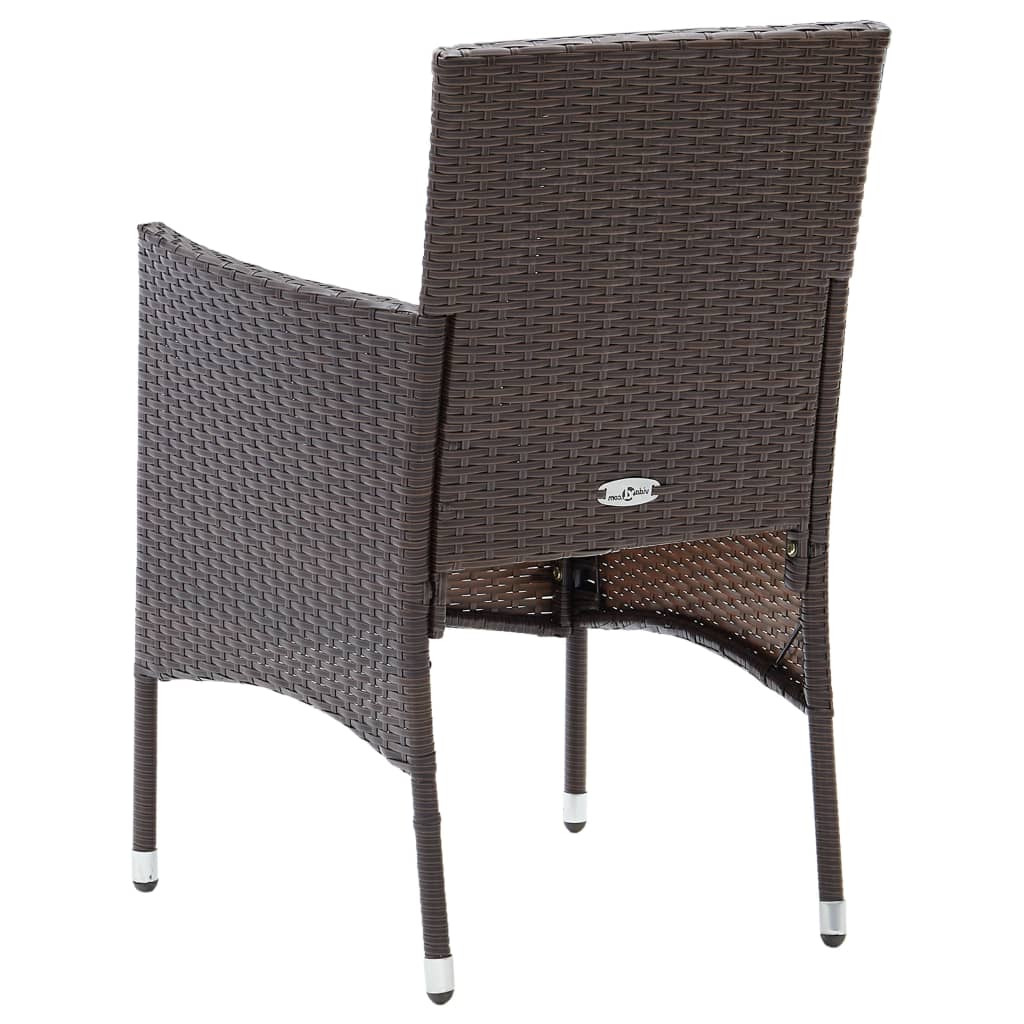 Garden Dining Chairs 2 Pcs Poly Rattan Brown