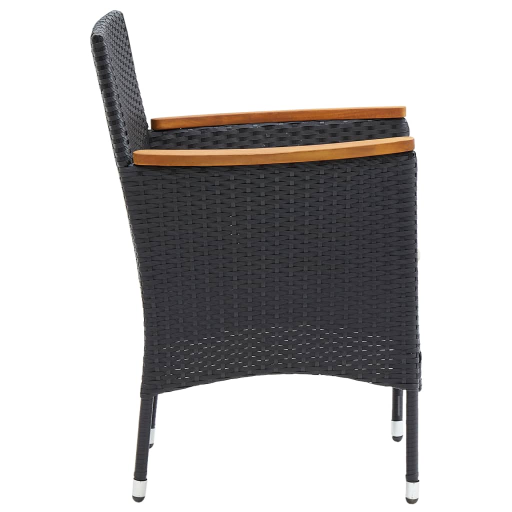 Garden Dining Chairs 4 Pcs Poly Rattan Black