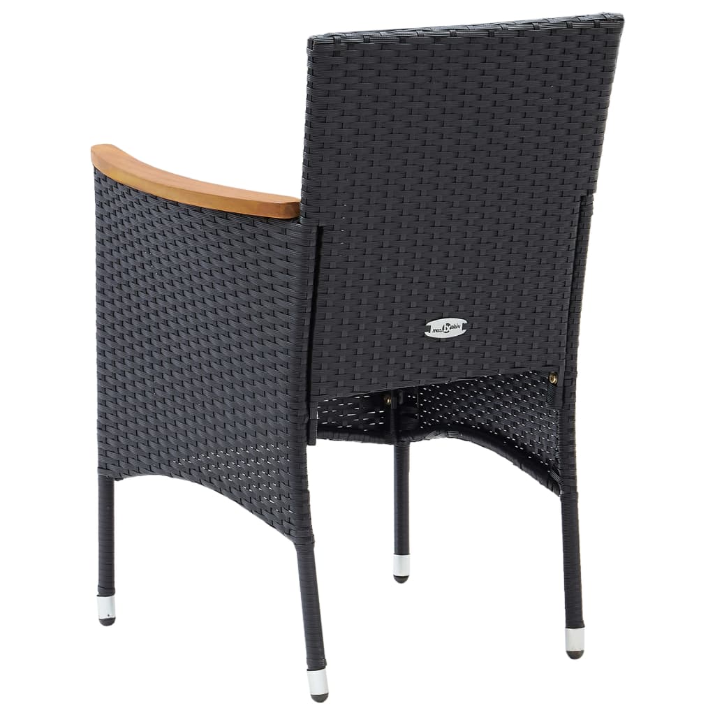 Garden Dining Chairs 4 Pcs Poly Rattan Black