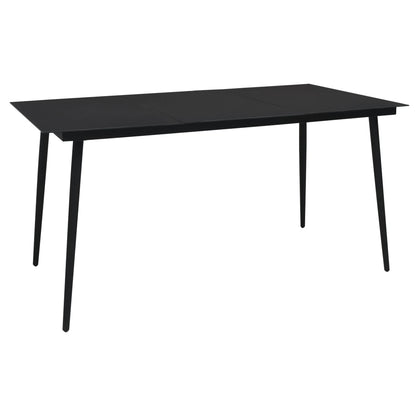 Garden Dining Table Black 150X80X74 Cm Steel And Glass