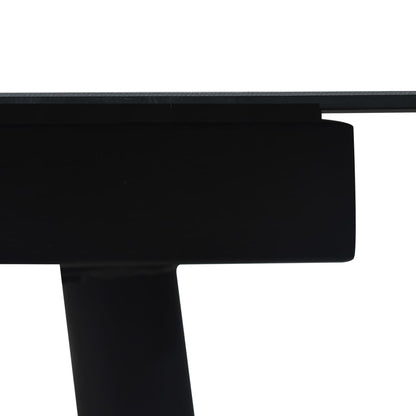 Garden Dining Table Black 150X80X74 Cm Steel And Glass