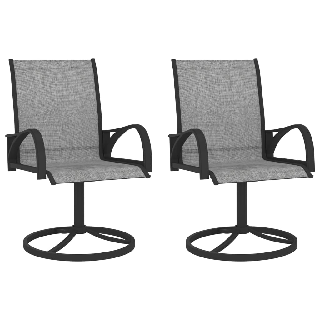 Garden Swivel Chairs 2 Pcs Textilene And Steel Grey