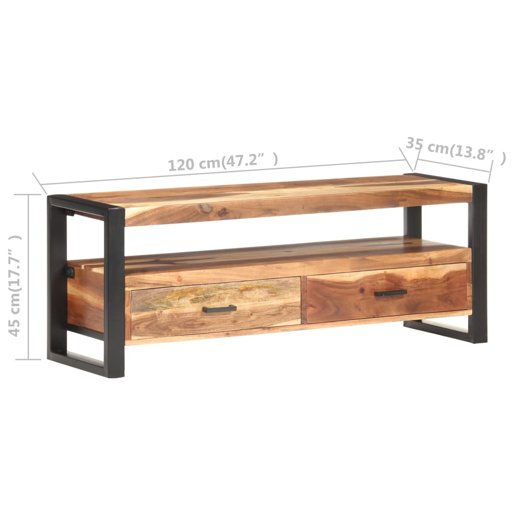 Tv Cabinet 120X35X45 Cm Solid Wood With Honey Finish