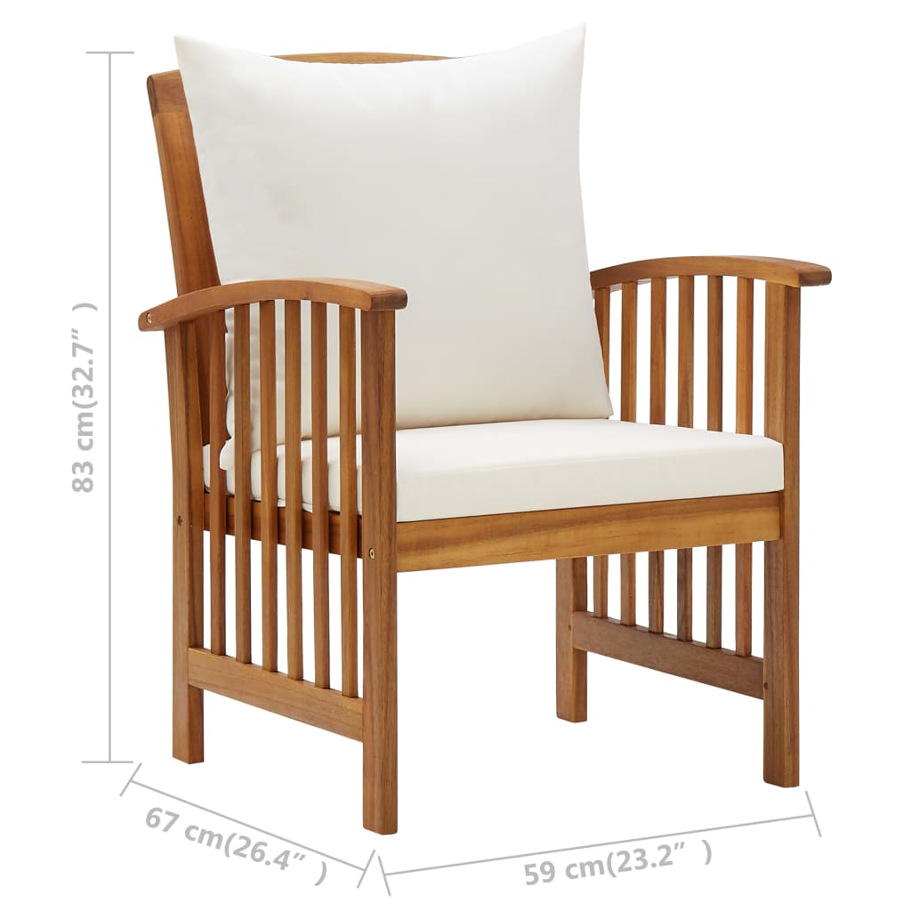 Garden Chairs With Cushions 2 Pcs Solid Acacia Wood